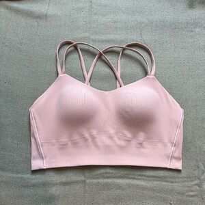 Lululemon Ribbed Like A Cloud Long Line Bra B/C Cup Size 10 Pink Haze